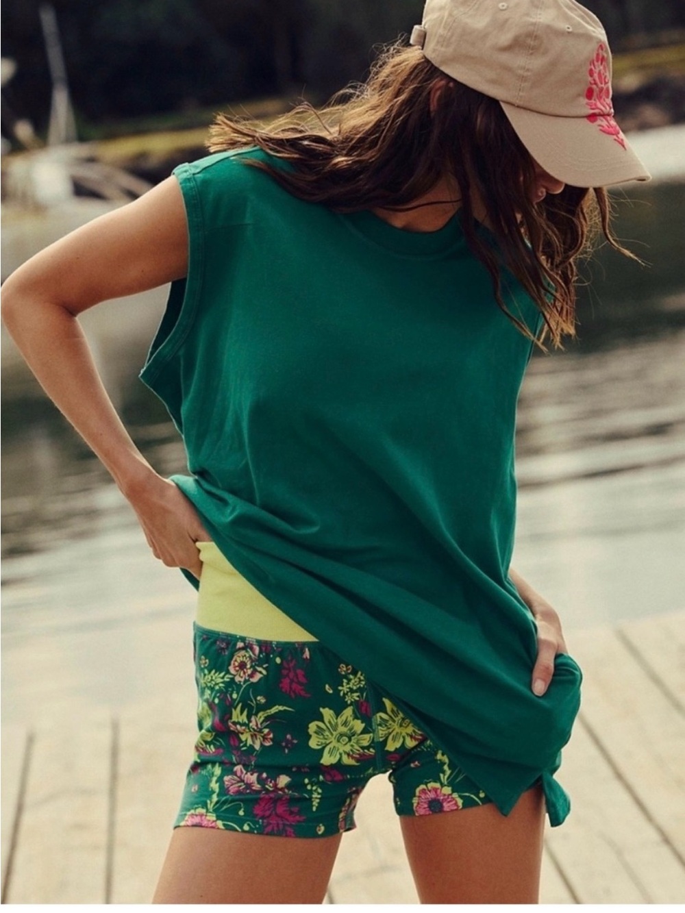 Free People Movement Hot Shot Micro set top only Heritage Green sz Large